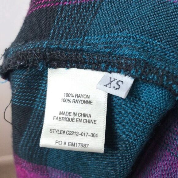 Cloth & Stone Plaid Lace Up Back Flannel Shirt Size XS - Picture 6 of 6